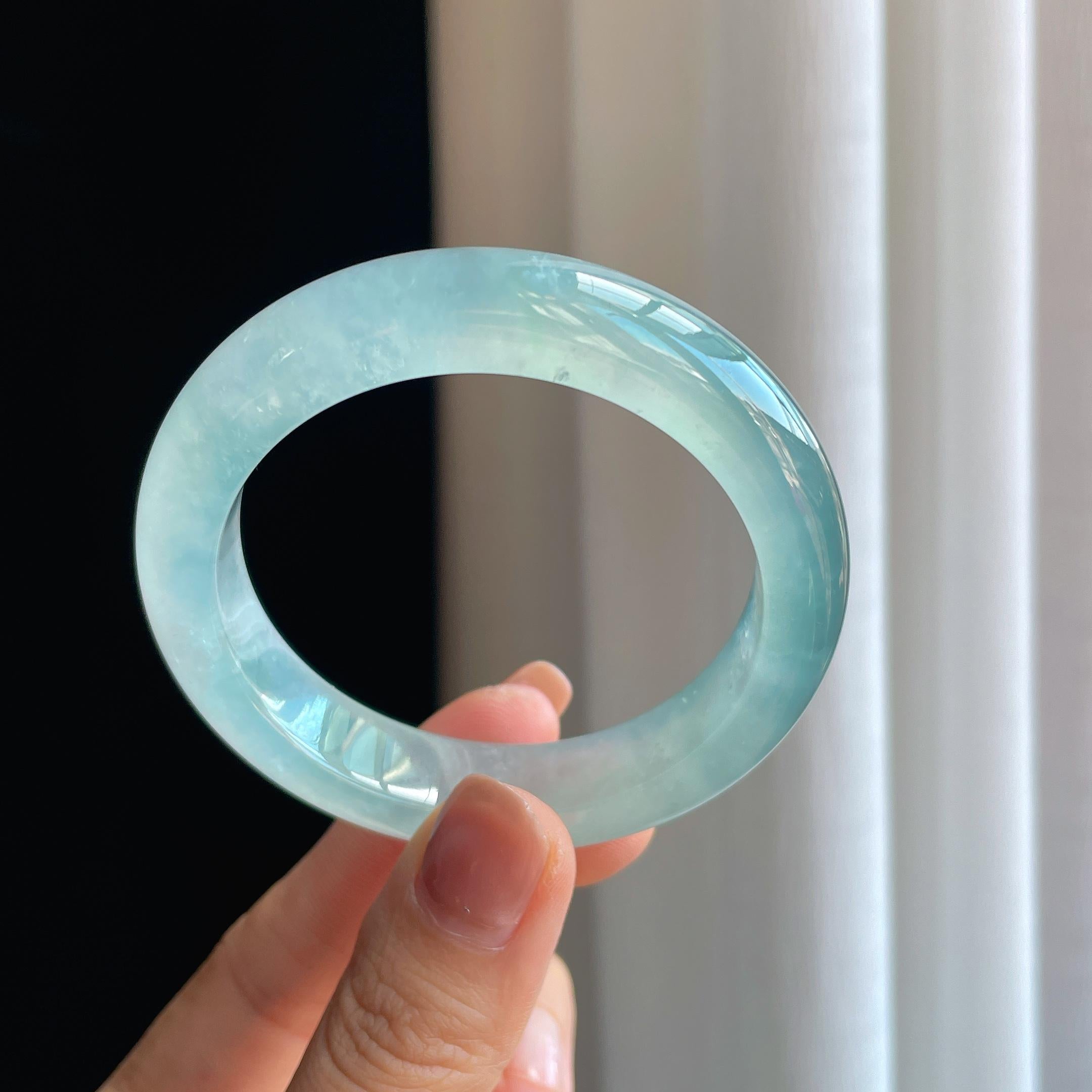 冰种带底色翡翠平安镯（51mm）（yc287963）