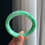 糯冰带色翡翠平安镯（58.8mm）（yc391263）