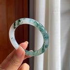 糯冰水墨花翡翠圆条手镯（53.5mm）（yc414712）