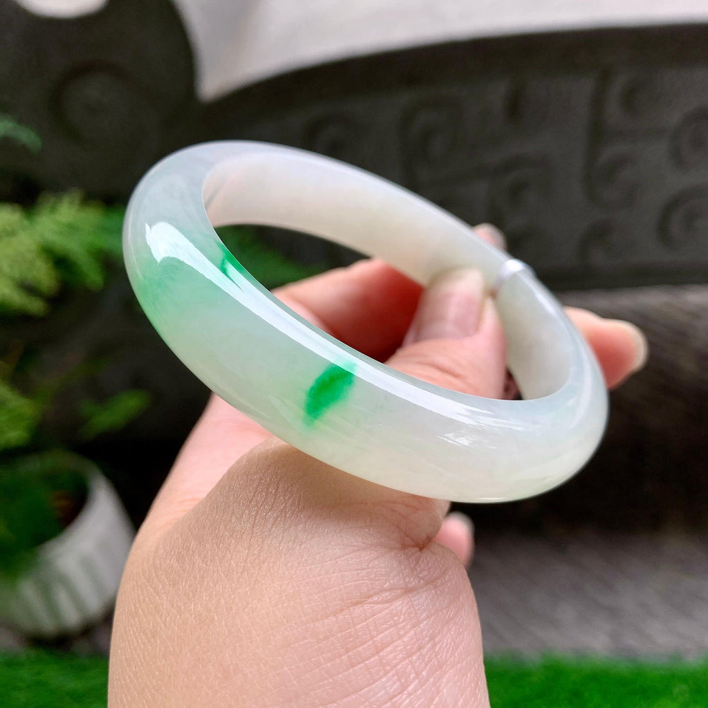 细糯种飘阳绿平安镯（56.5mm）（yc254093）