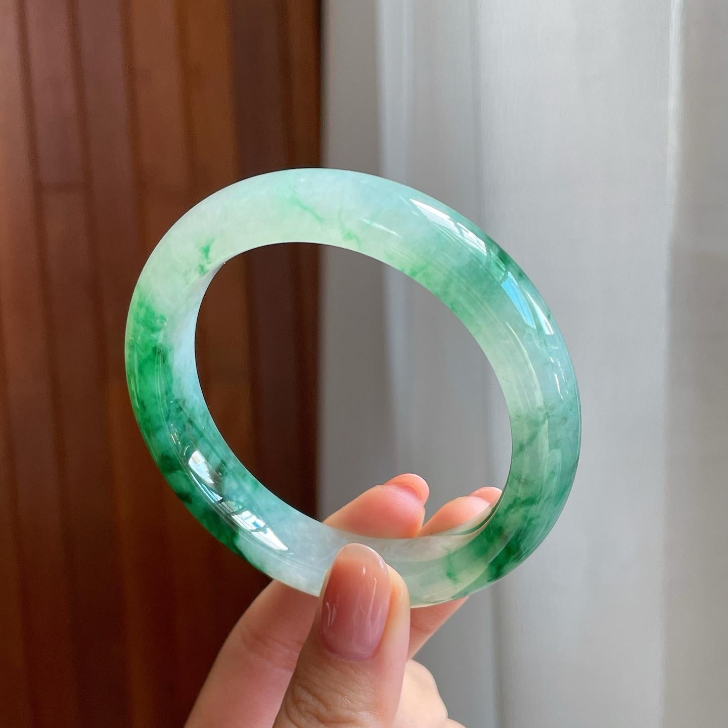 冰种飘花翡翠平安镯（57.2mm)（yc323913）