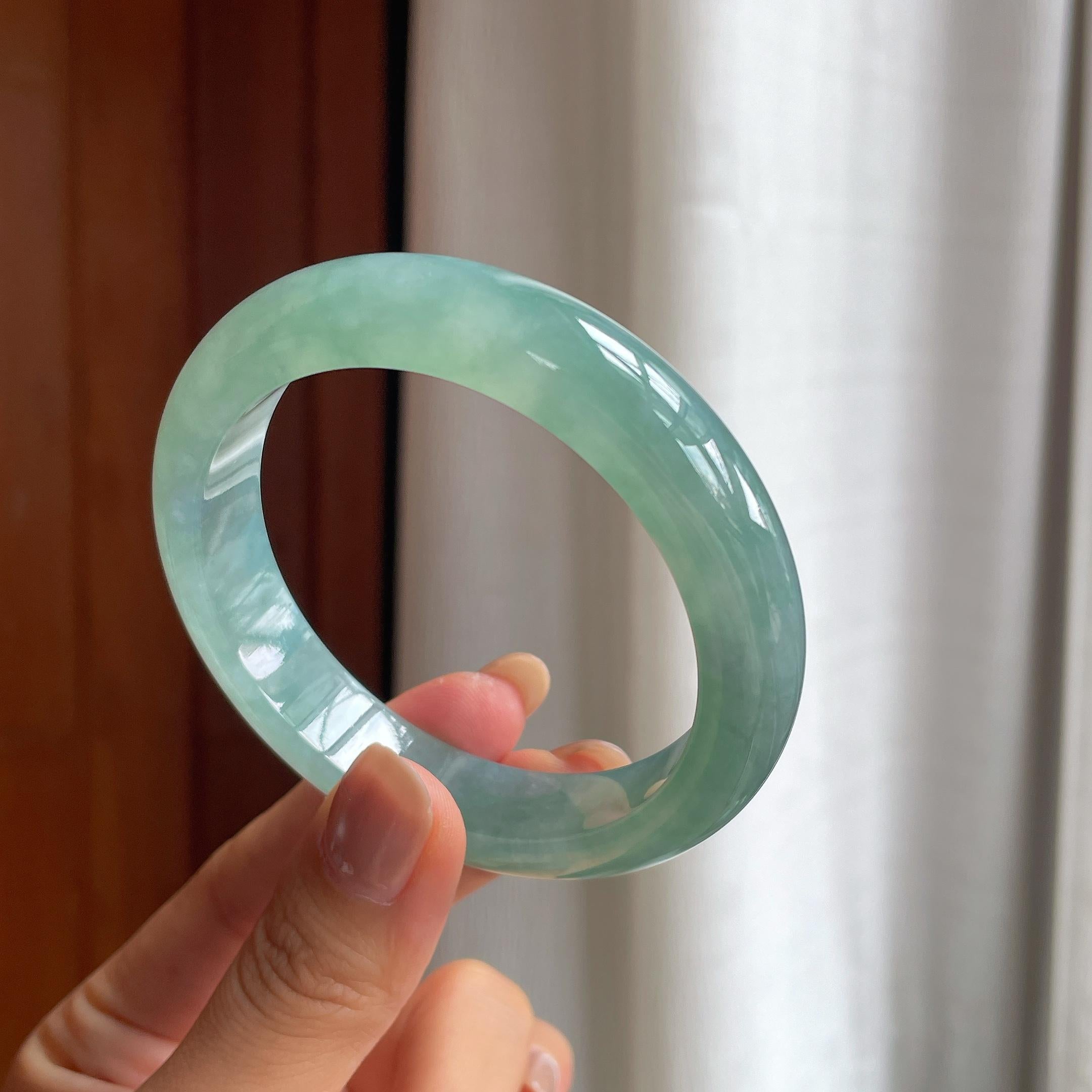 冰种蓝底翡翠平安镯（56.5mm）（yc412135）