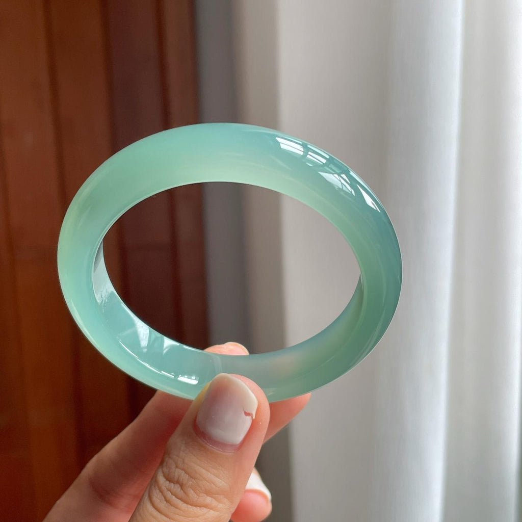 冰种蓝晴底翡翠平安镯（54.2mm）（yc257278）