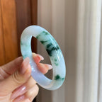 糯冰飘花翡翠平安镯（54.2mm）（yc277406）