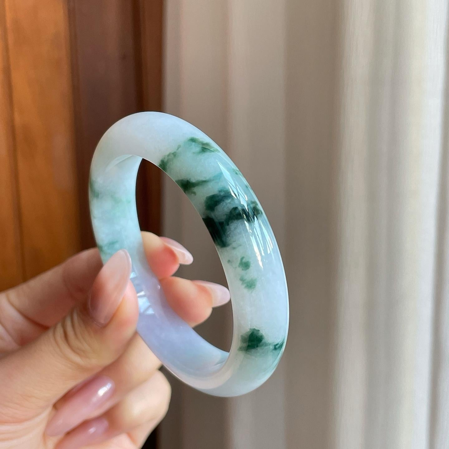 糯冰飘花翡翠平安镯（54.2mm）（yc277406）