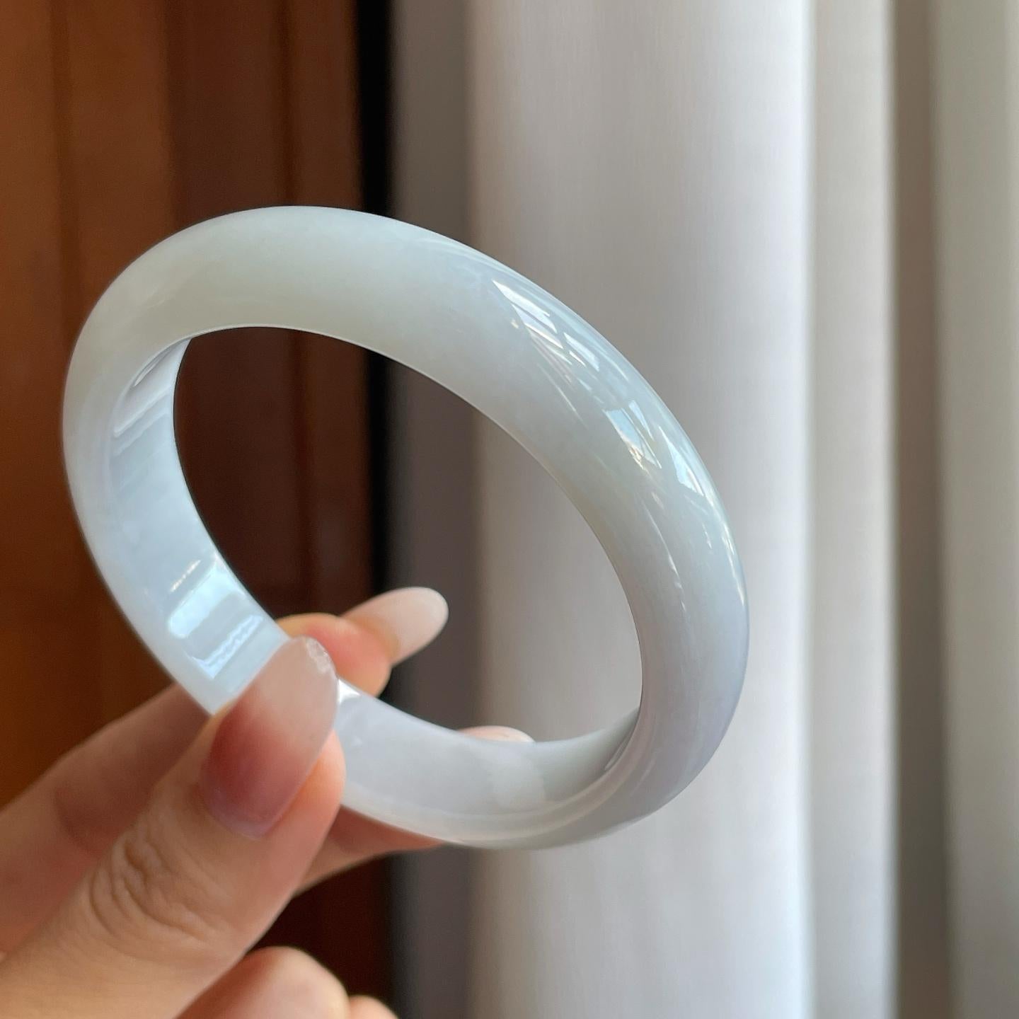 糯冰白月光翡翠平安镯（59.5mm）（yc268101）