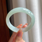 糯冰种淡底色宽版翡翠平安镯（58.2mm）（yc354349）
