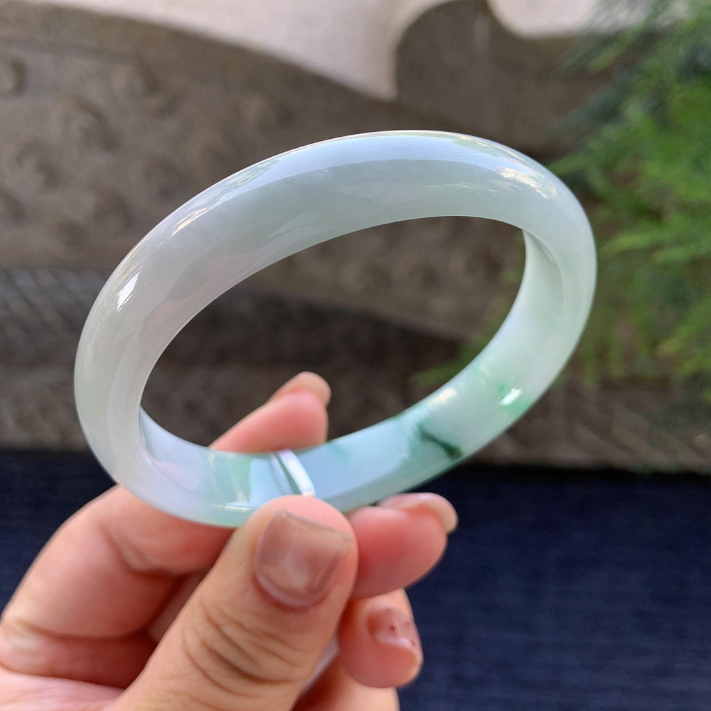 细糯种飘蓝花贵妃手镯 57.2圈口 天然缅甸A货翡翠（yc347572）