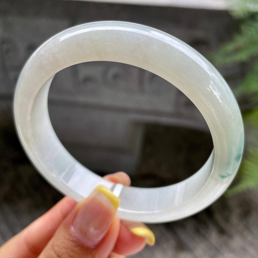 细糯种飘花正圈平安镯56.8圈        天然缅甸A货翡翠（yc389218）