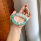 冰种飘花翡翠圆条手镯（55mm）（yc254960）