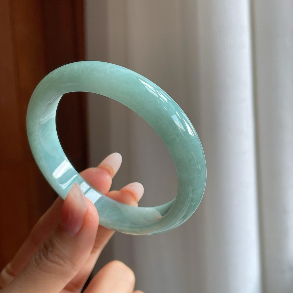 糯冰蓝晴底翡翠平安镯（57mm）（yc310608）
