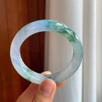 冰种飘花带紫翡翠平安镯（53.2mm）（yc358363）
