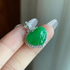 18k金钻镶糯冰满绿翡翠爱心吊坠（yc270308）