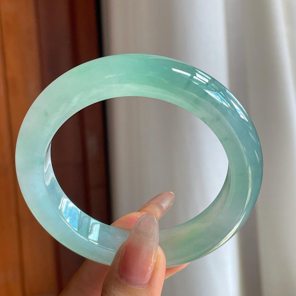冰种飘花翡翠平安镯（58.8mm）（yc210096）