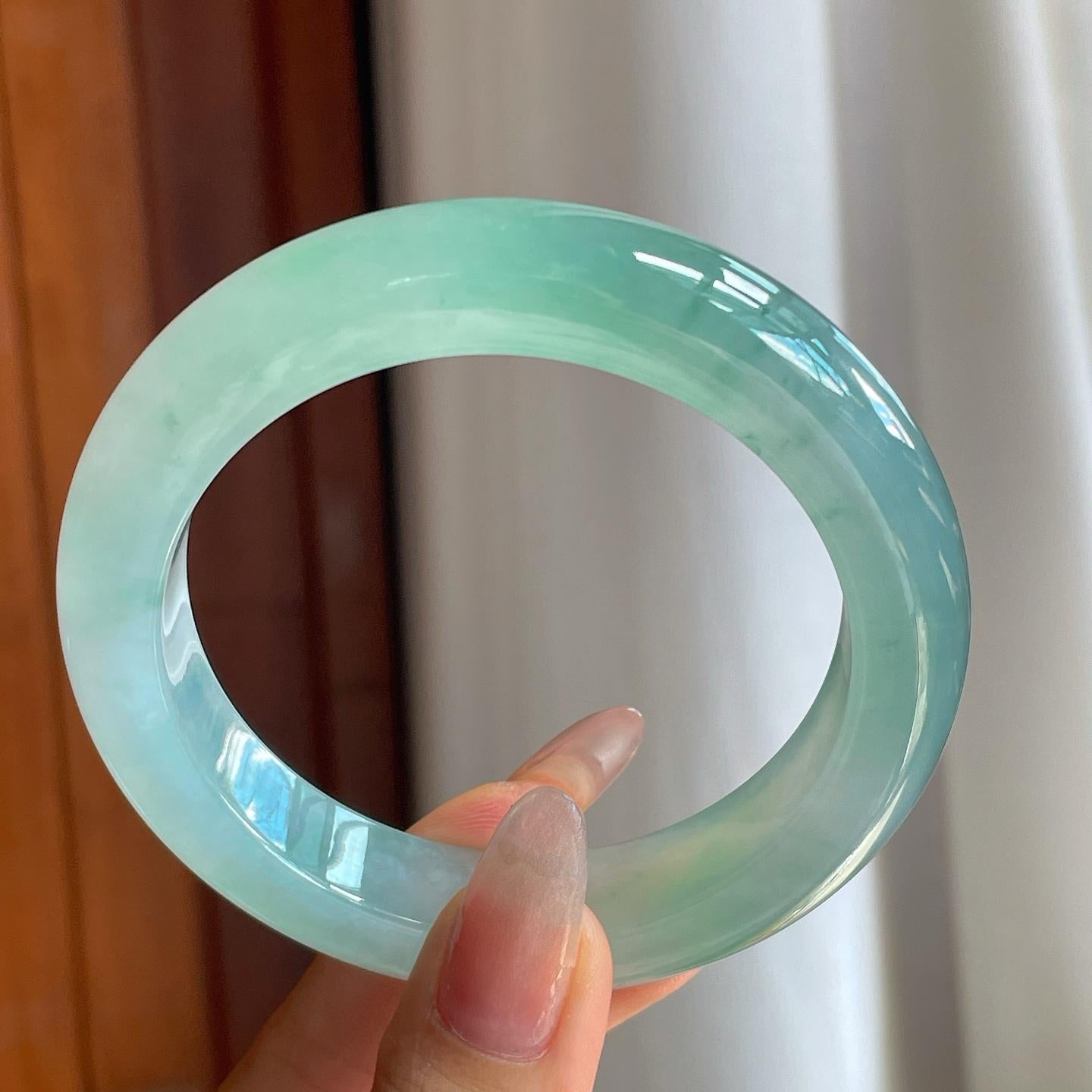 冰种飘花翡翠平安镯（58.8mm）（yc210096）