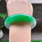 细糯种淡紫底飘阳绿宽版轮胎手镯（60.4mm）（yc254110）