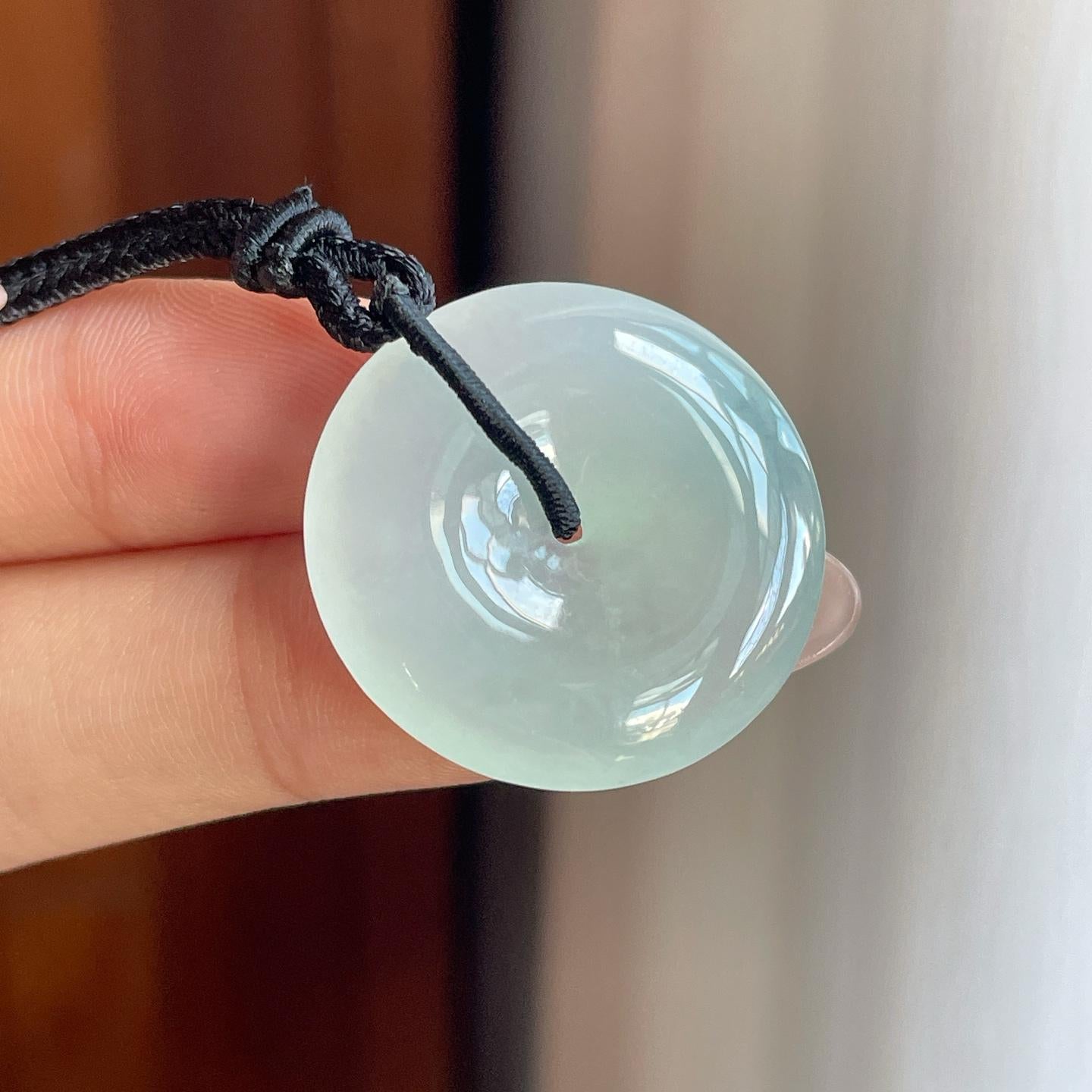 糯冰淡底色翡翠平安扣（yc241873）