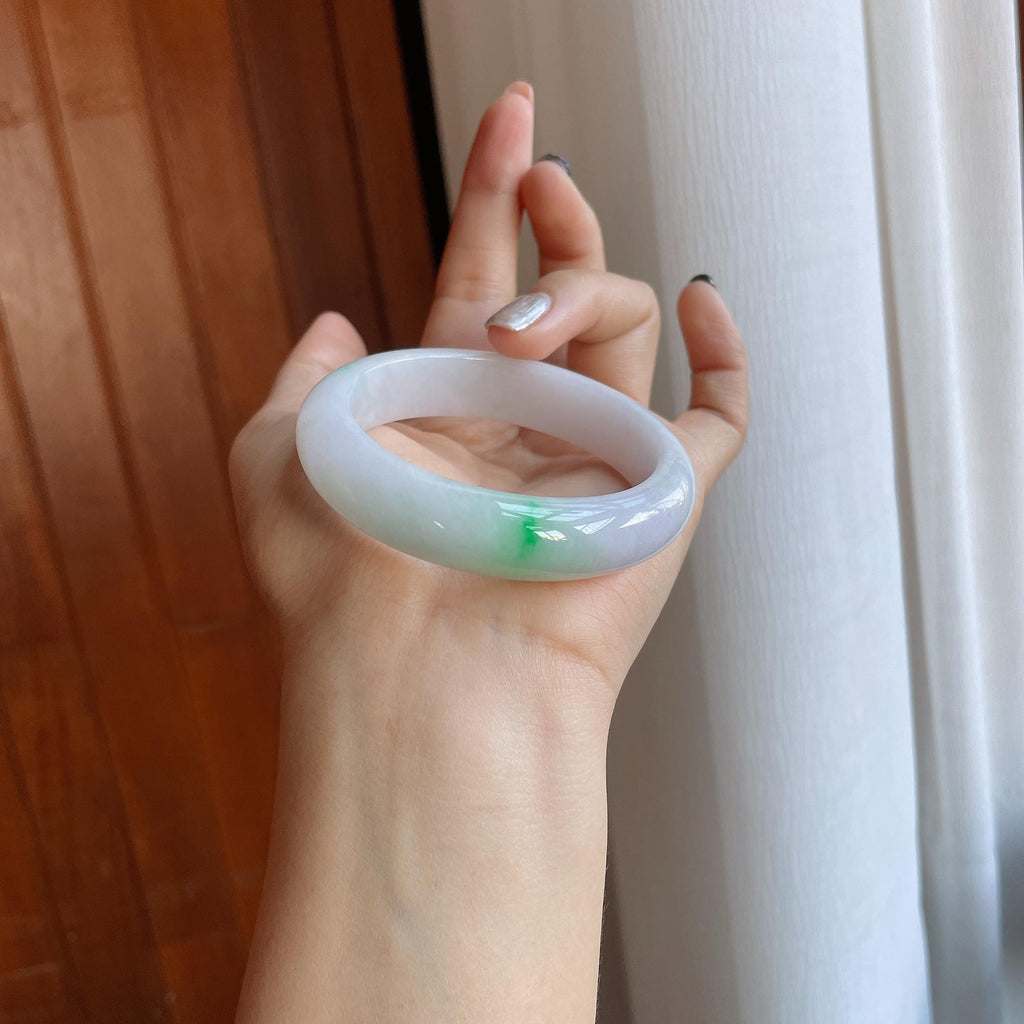 糯冰带色翡翠平安镯（53mm）（yc288460）