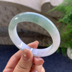 细糯种油青半山水正圈平安镯 55.7圈口 天然缅甸A货翡翠（yc347584）