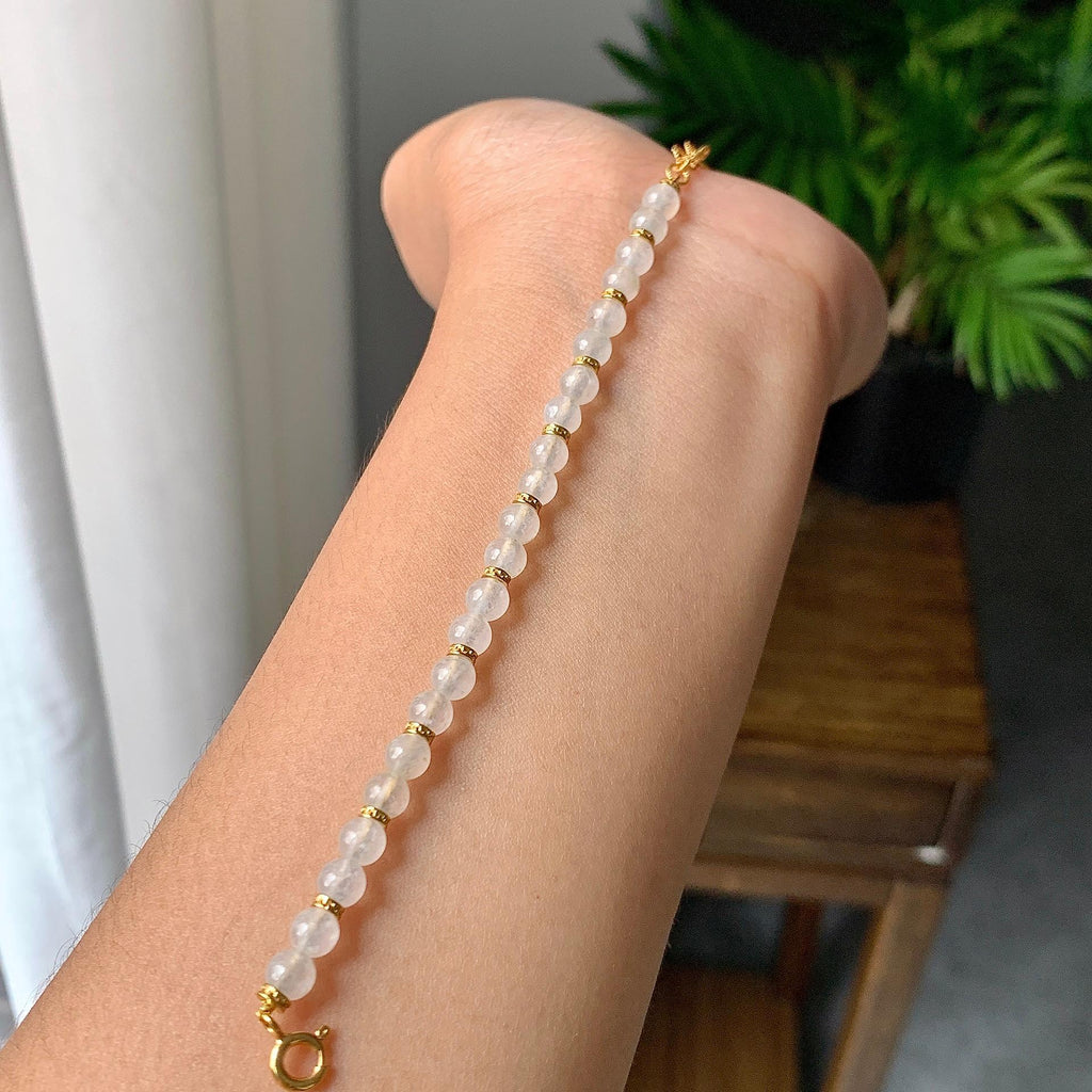 镀金镶细糯种无色手链（yc220688）