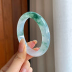 冰种飘花翡翠平安镯（55.6mm)（yc419714）