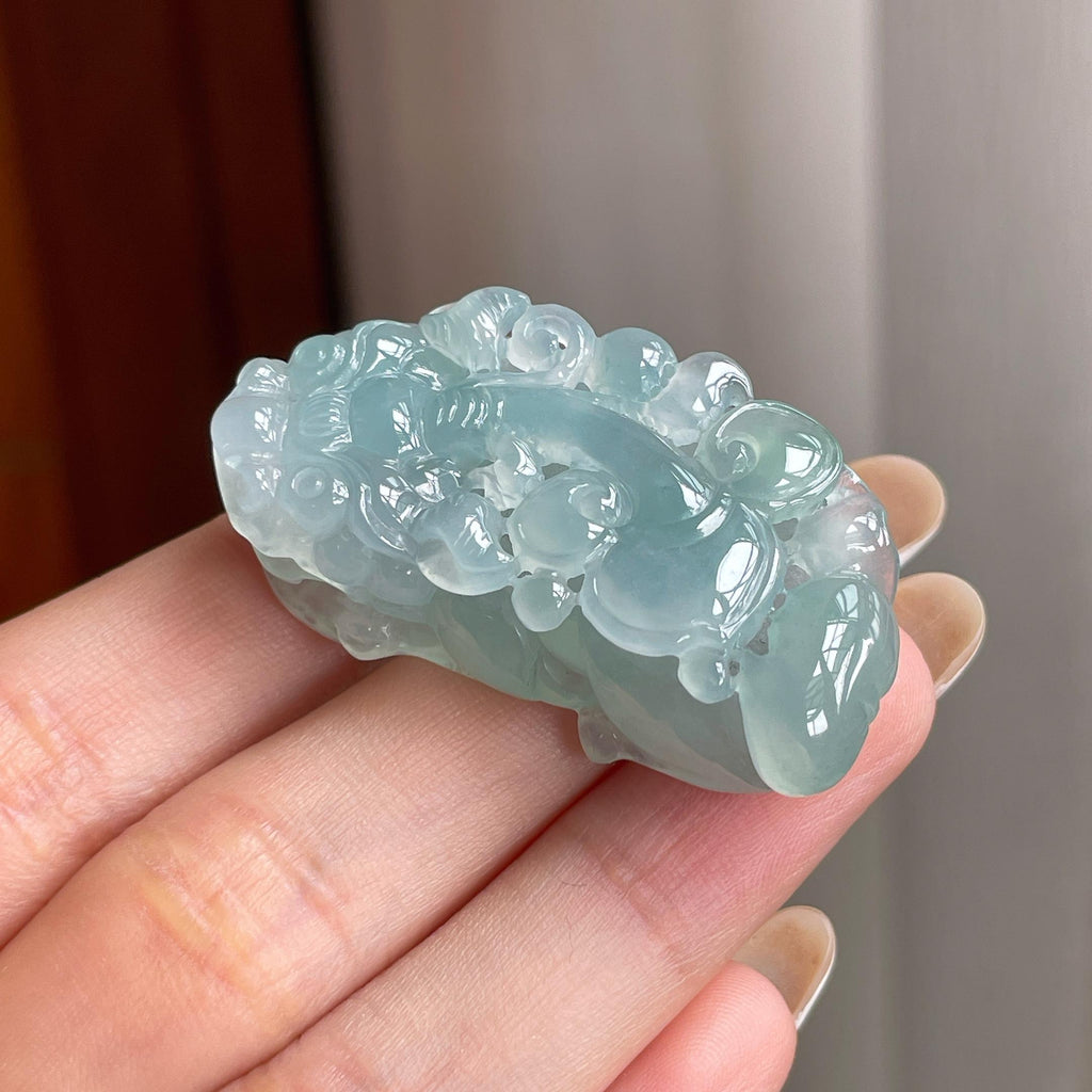 糯冰蓝晴翡翠貔貅（yc406445）