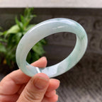 细糯种飘蓝花正圈平安镯54.4圈口 天然缅甸A货翡翠（yc332529）