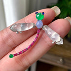 18K金钻镶糯冰种多彩蜻蜓胸针 天然缅甸A货翡翠（yc391308）