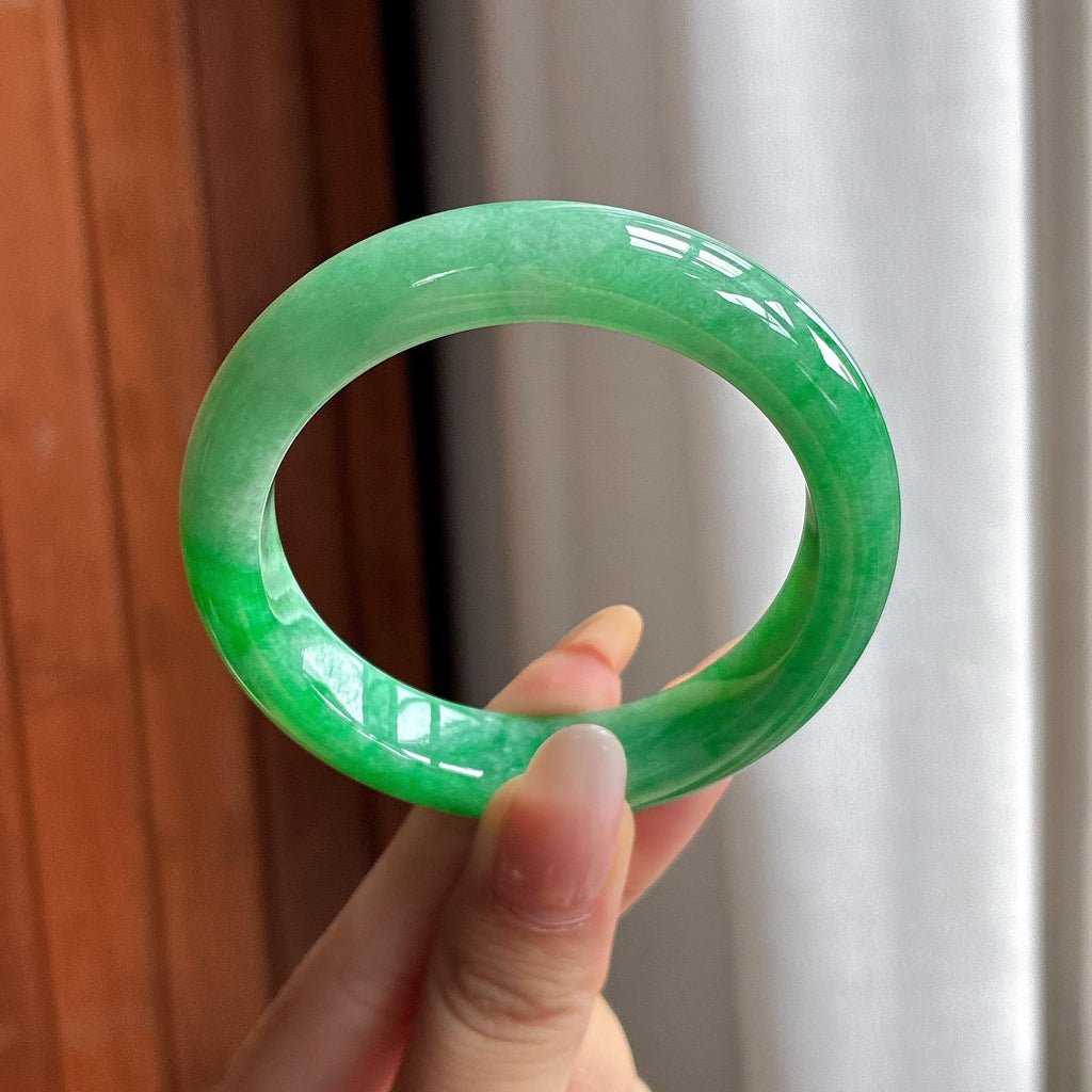 小圈口 糯冰满绿正圈平安镯 51圈（yc759113）