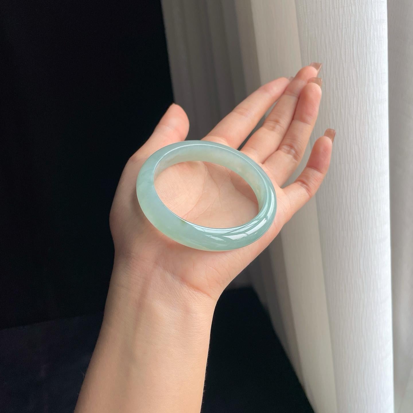 冰种晴底翡翠平安镯（56mm）（yc374779）