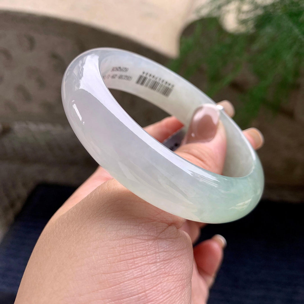 糯冰种晴底宽版轮胎手镯 57.8圈口 天然缅甸A货翡翠（yc376069）