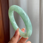 糯冰种晴底翡翠胖圆条手镯（54mm）（yc194786）