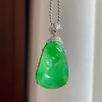 18k金镶糯冰带色翡翠如意（yc251061）