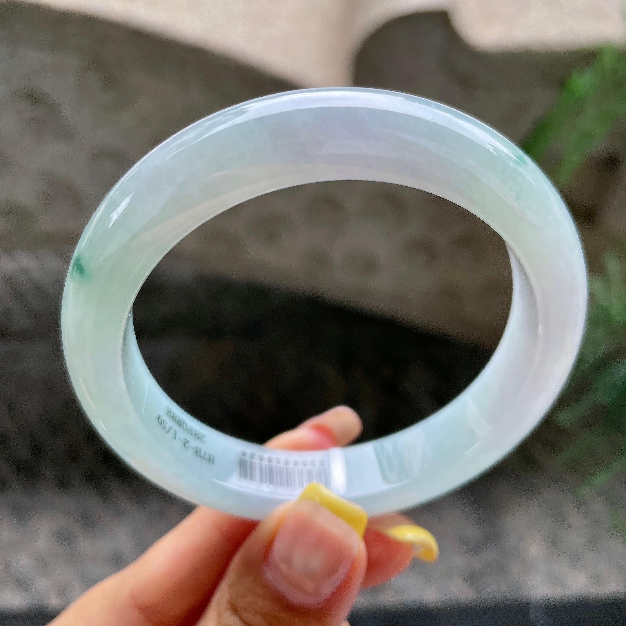 细糯种飘花正圈平安镯56.4圈            天然缅甸A货翡翠（yc392726）
