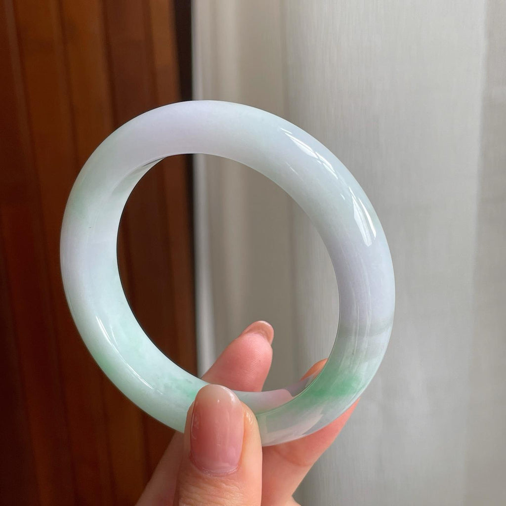 糯冰飘花翡翠平安镯（55.6mm)（yc342194）
