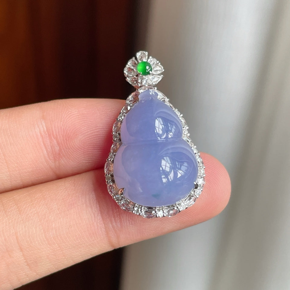 18k金钻镶冰种紫罗兰翡翠葫芦（yc176379）