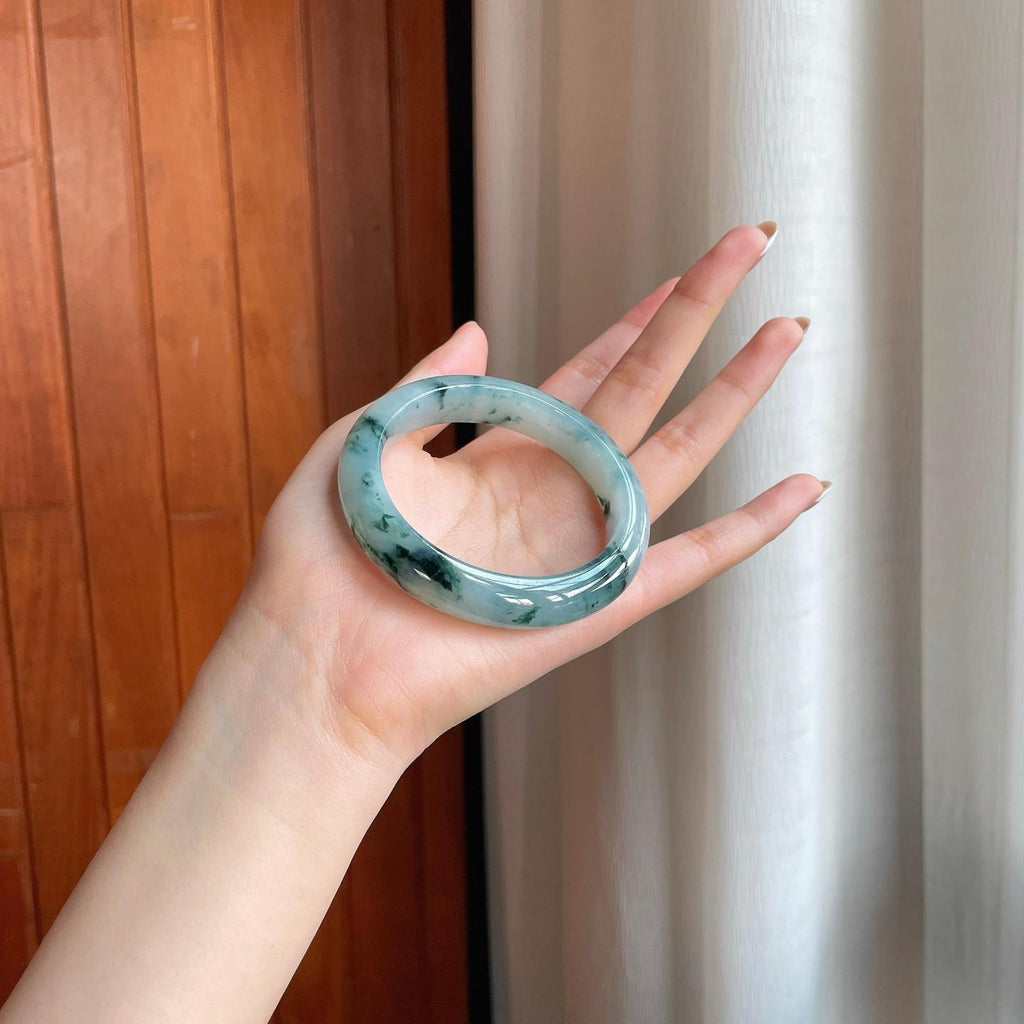 糯冰飘花翡翠平安镯（54.8mm)（yc375376）