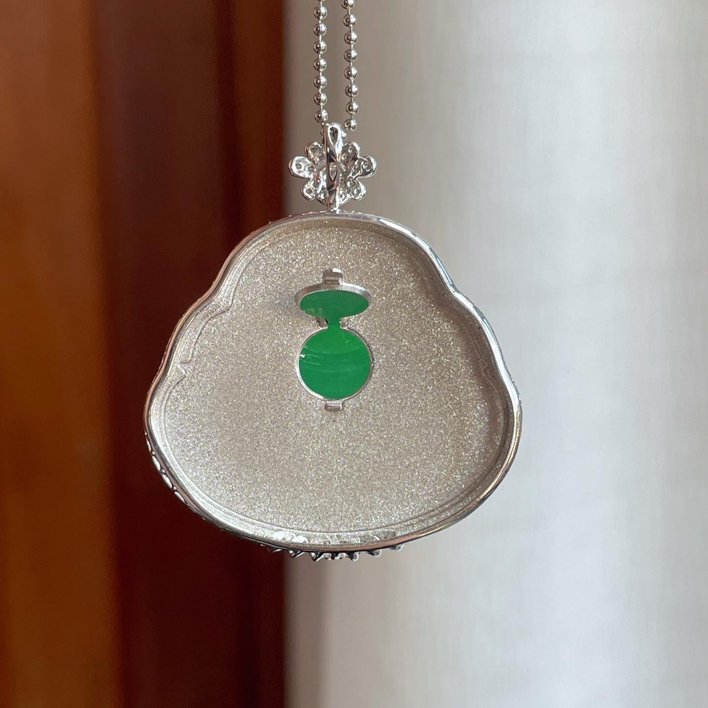 18k金钻镶糯冰满绿翡翠佛公（yc257861）