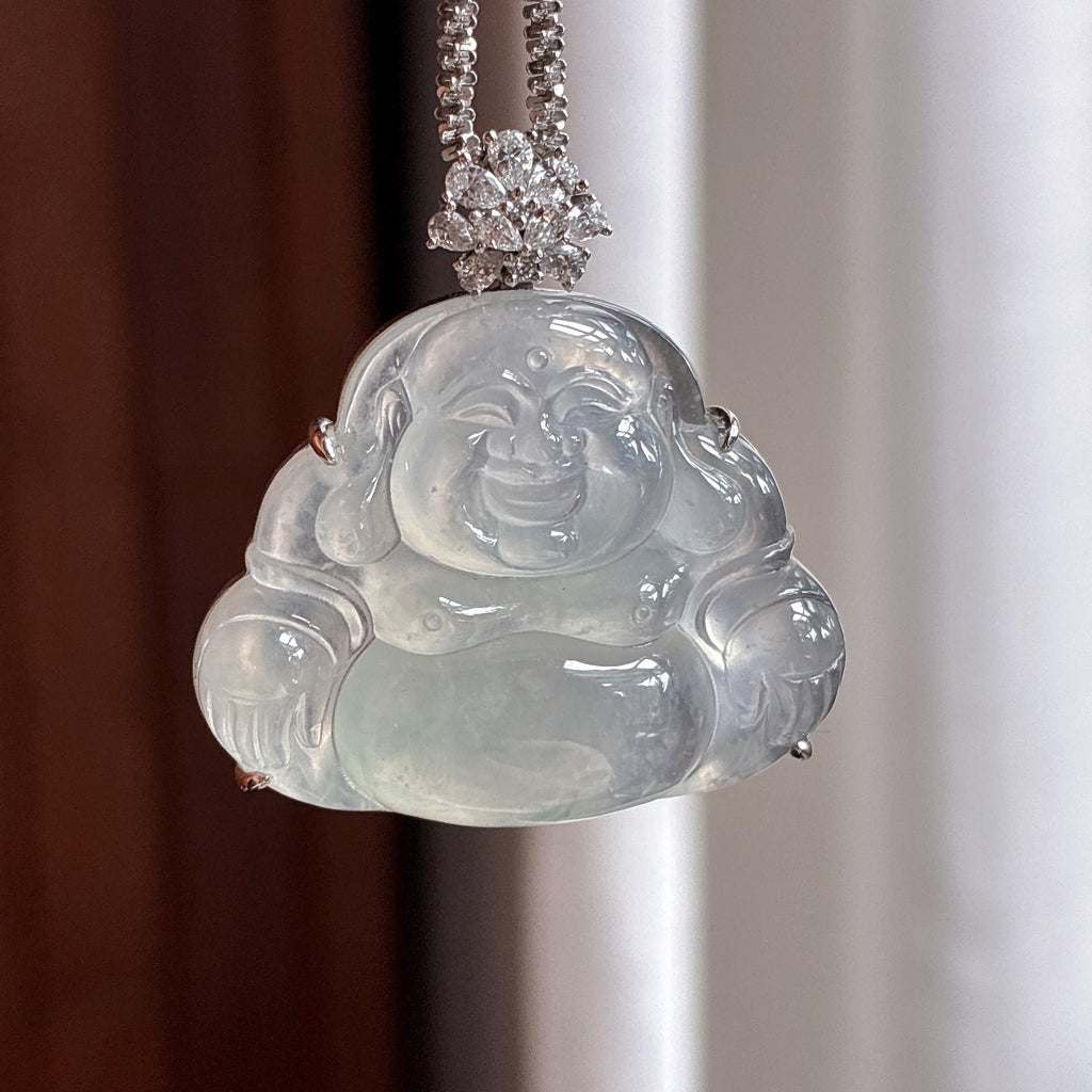 18K金镶冰种飘花玉佛挂件 天然缅甸A货翡翠（yc506671）