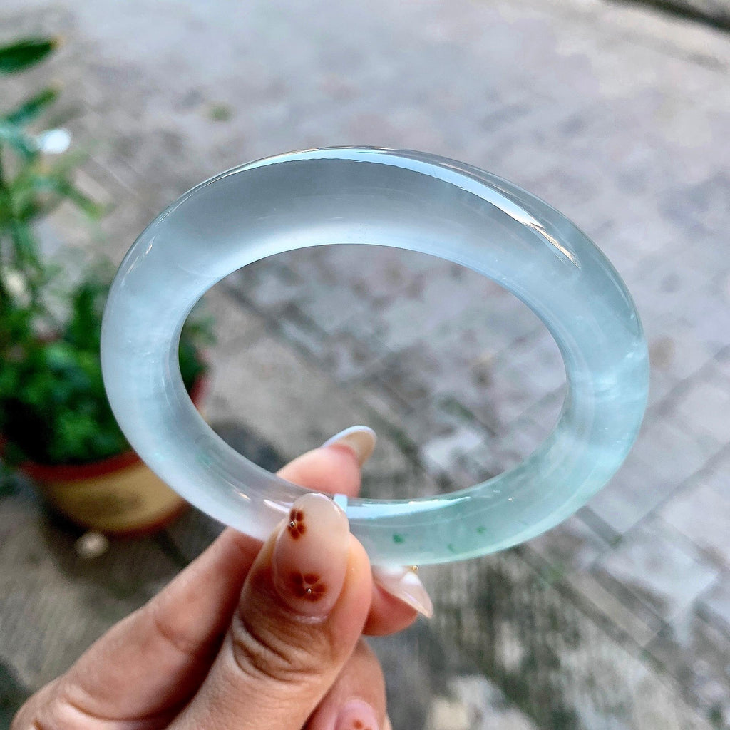 高冰种飘花圆条手镯（55.1mm）（yc246678）