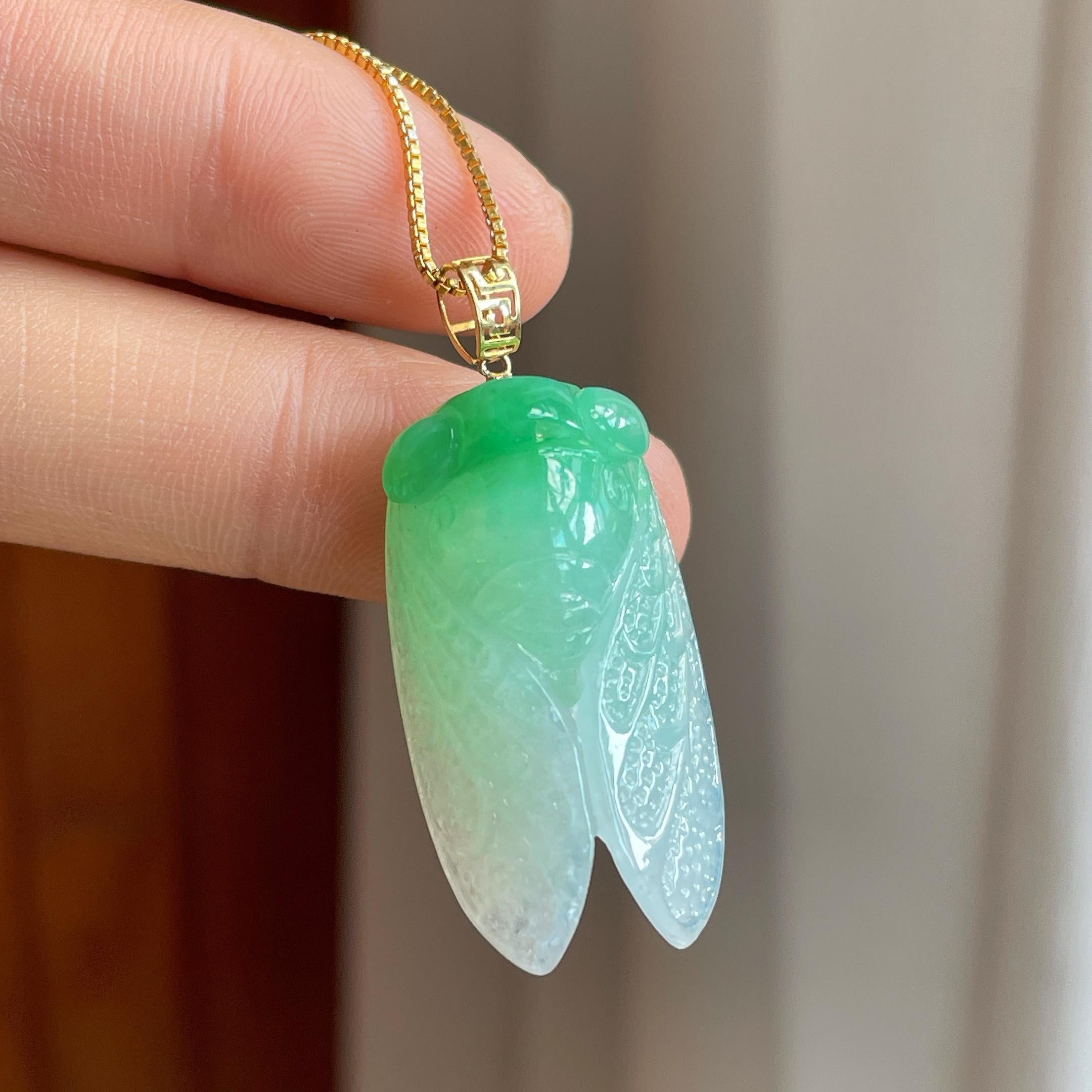 18k 金扣糯冰种带色翡翠一鸣惊人（yc313910）