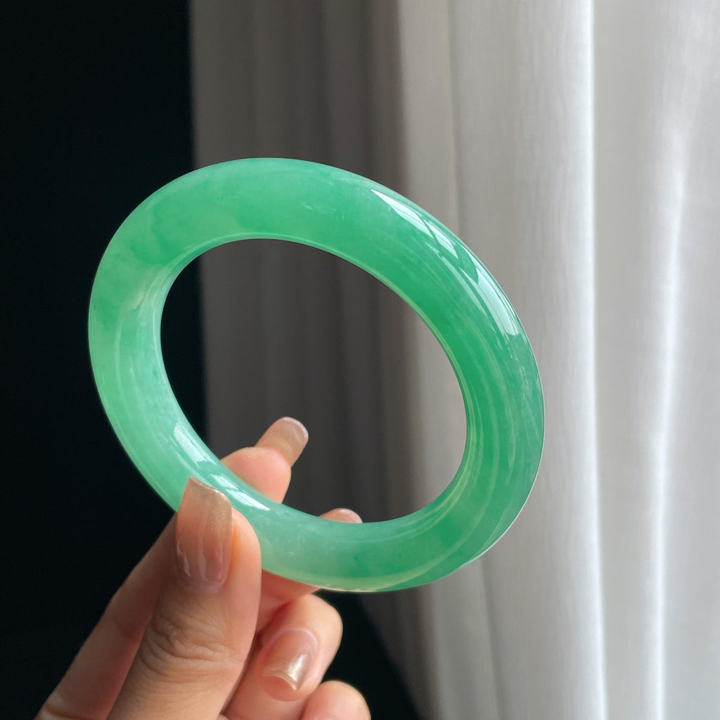 冰种满色翡翠圆条手镯（58.5mm）（yc376772）