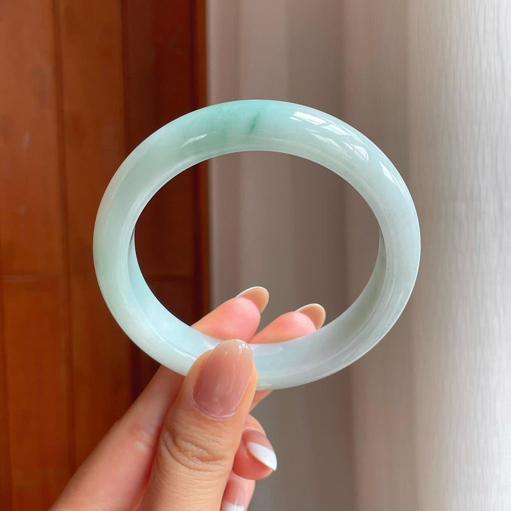 糯冰带色翡翠平安镯（56.3mm)（yc375380）