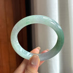 大圈口 细糯种带色正圈平安镯 58圈 天然缅甸A货翡翠（yc440835）