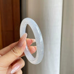 糯冰无色翡翠圆条手镯（52mm）（yc278682）