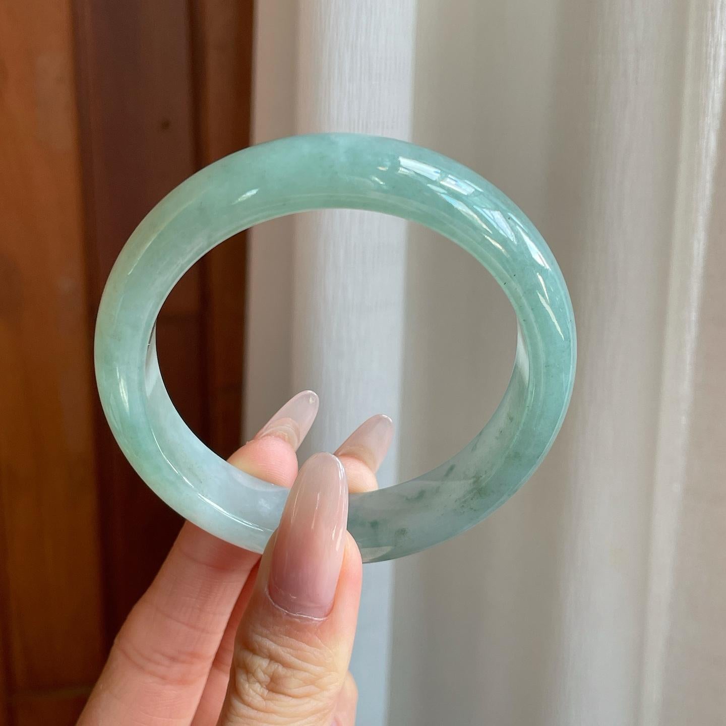 糯冰蓝底翡翠平安镯（56.3mm)（yc282498）