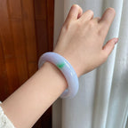 糯冰带色宽版翡翠平安镯（57mm）（yc365768）