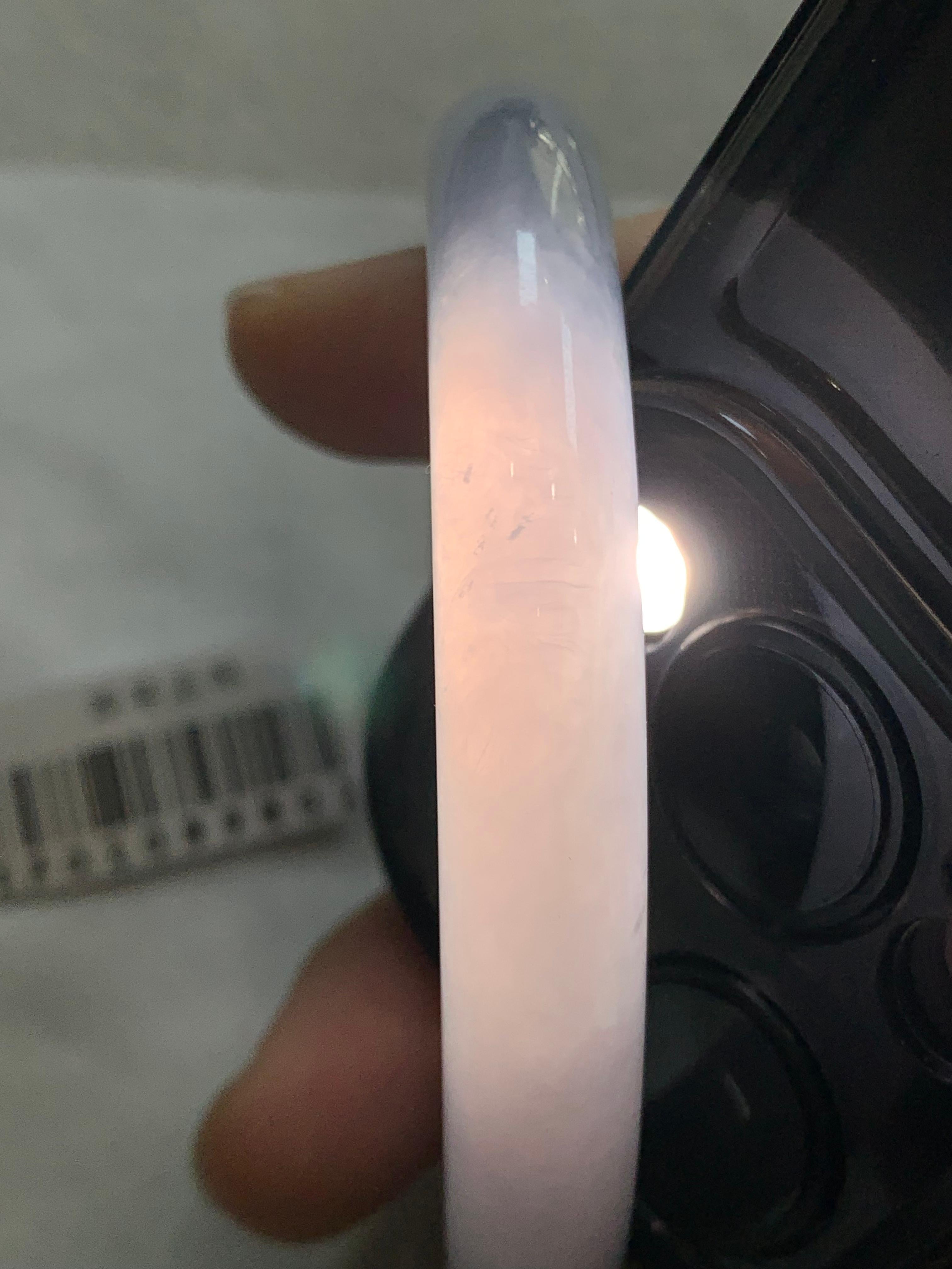 糯冰种淡紫罗兰圆条手镯（55.7mm）（yc307308）