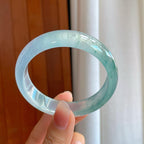 冰玻种飘花翡翠平安镯（57.5mm）（yc312261）