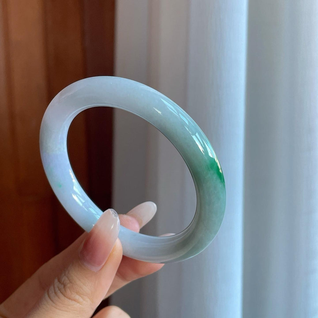 糯冰飘花翡翠圆条手镯（54.7mm）（yc266489）